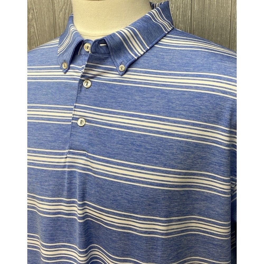 Peter Millar Summer Comfort Golf Polo Shirt Striped Stretch Zurich Classic Sz XL